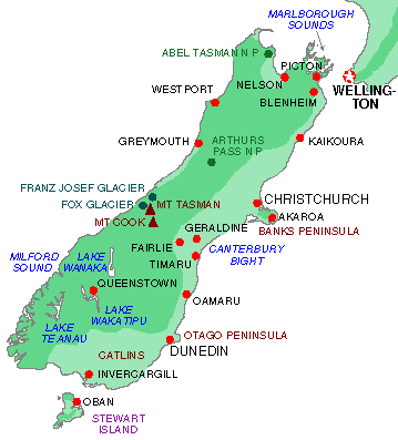 Map South Island