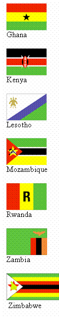 Text Box: Ghana Kenya Lesotho Mozambique Rwanda Zambia Zimbabwe 
